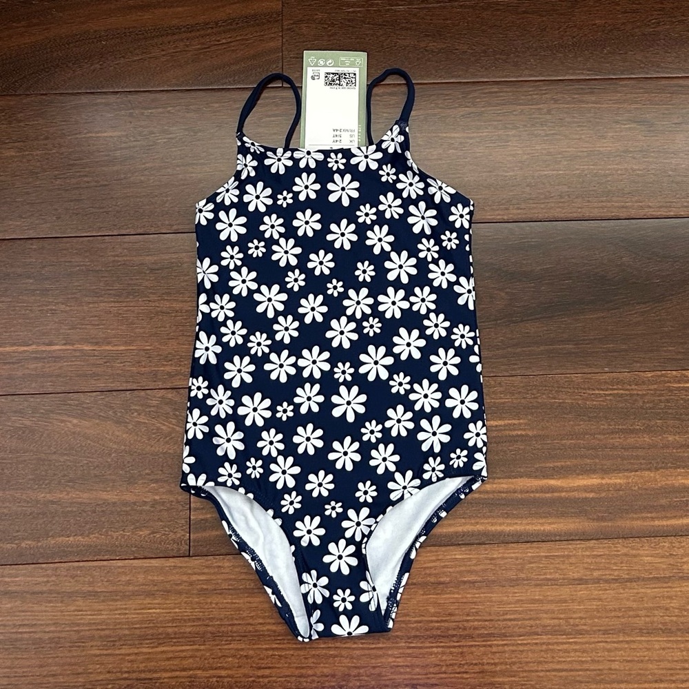 BNWT H&M Navy Swimsuit with White Daisies